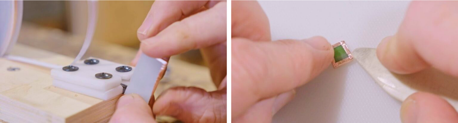 Applying copper tape to a 3D printed circuit with a scraper