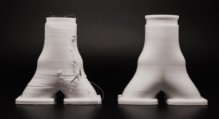 Left: Wet Filament. Right: Dry Filament.