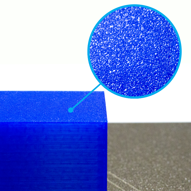 The powder-coated texture on the LayerLock PEI plate provides the dual benefit of increasing a prints adhesion to the build surface and leaving a unique first layer surface on the print.