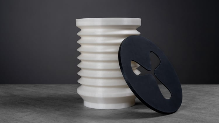 Image of end-use parts made out of flexible filament, such as TPU, that the Prusa CORE One L 3D printer is capable of 3D printing.