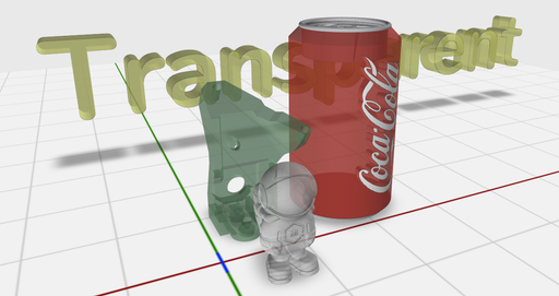 Show rotating a scene with multiple transparent objects and bed shadows