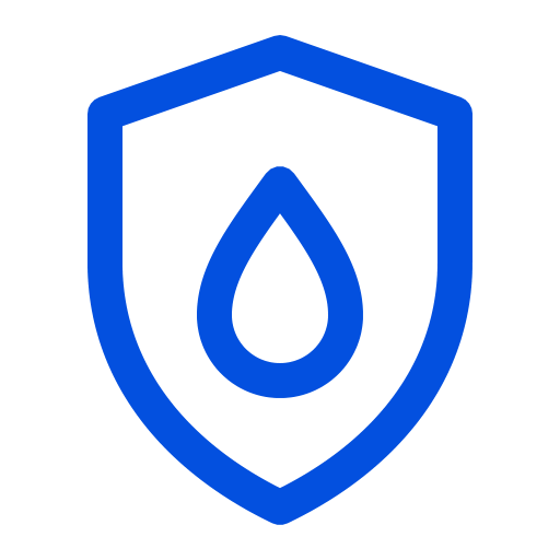 Shield with resin drop icon for accidental damage coverage