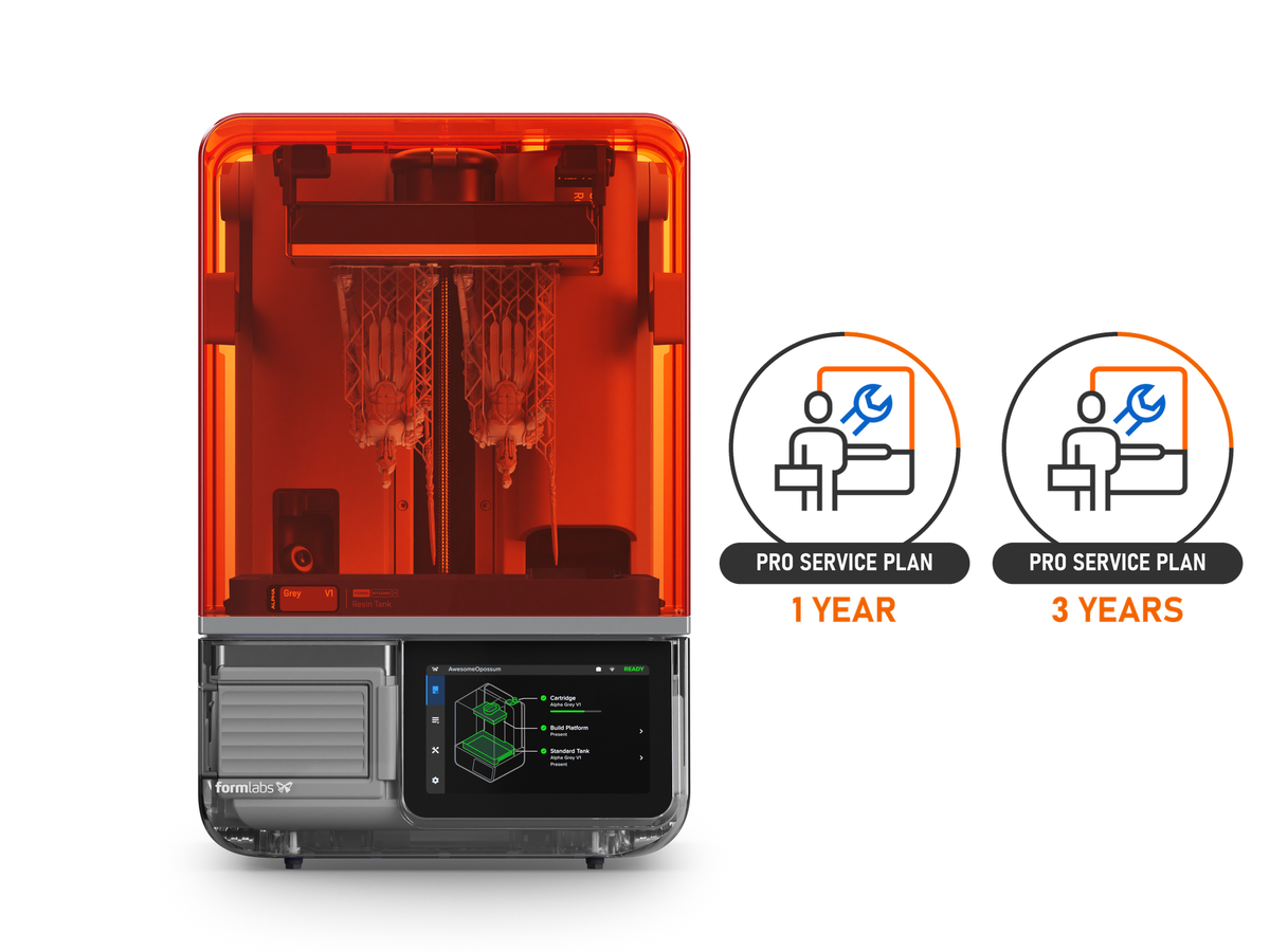Formlabs Form Studio 1 3D printer with Pro Service Plan 1 Year and 3 Years badges