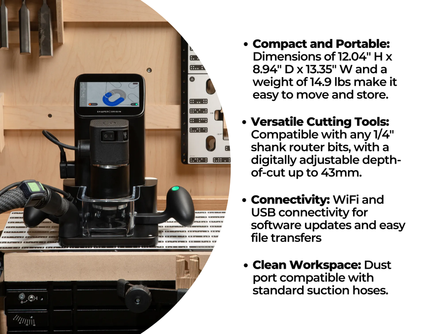 Shaper Origin Hand-Held CNC Router with Shaper Plate and Workstation
