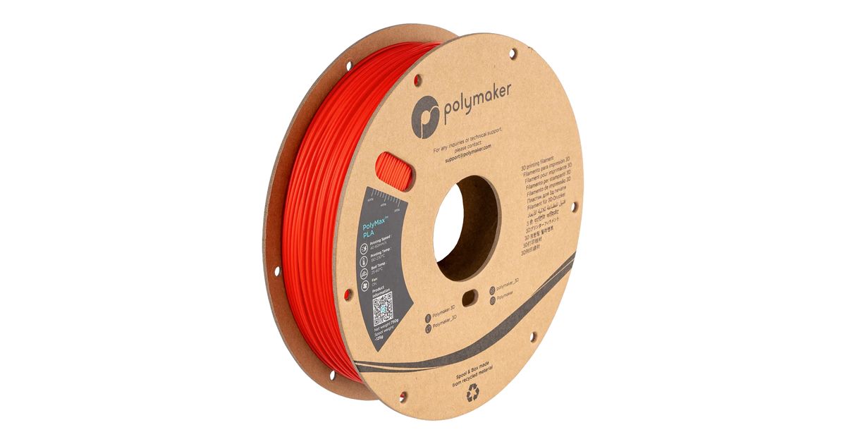 PolyMaker PolyMax PLA Red Filament - 1.75mm (0.75kg) | MatterHackers