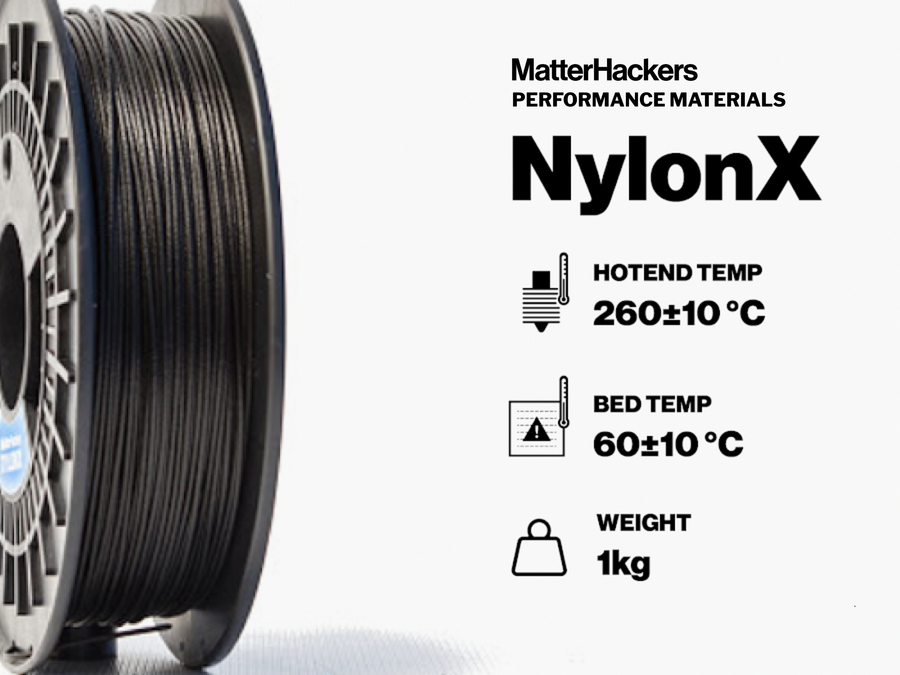 CLEARANCE - NylonX Carbon Fiber PA12 Filament (Notched Spool) - 1.75mm (0.5kg)