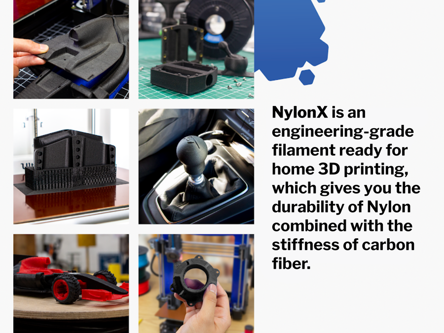 CLEARANCE - NylonX Carbon Fiber PA12 Filament (Notched Spool) - 1.75mm (0.5kg)