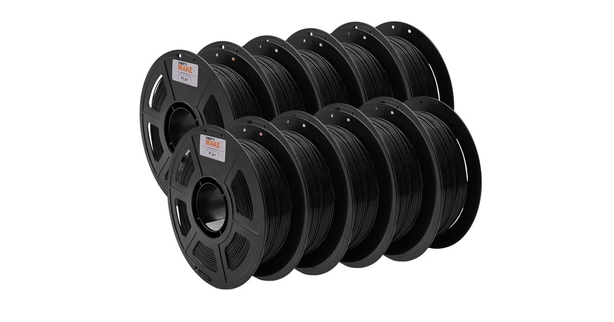 ThriftyMake Black PLA+ Filament 10 Pack - 1.75mm (1kg) | MatterHackers