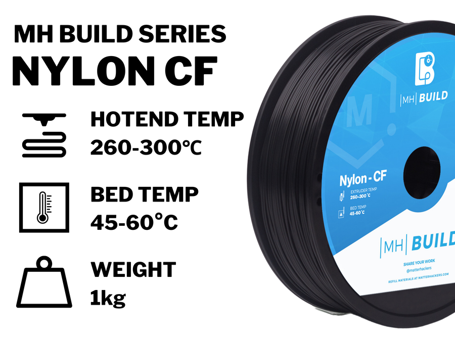 Black MH Build Series Nylon CF Filament - 1.75mm (1kg)