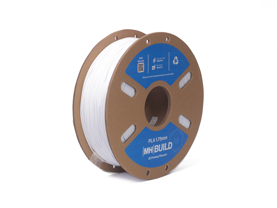 White MH Build Series PLA Filament - Cardboard Spool - 1.75mm (1kg)