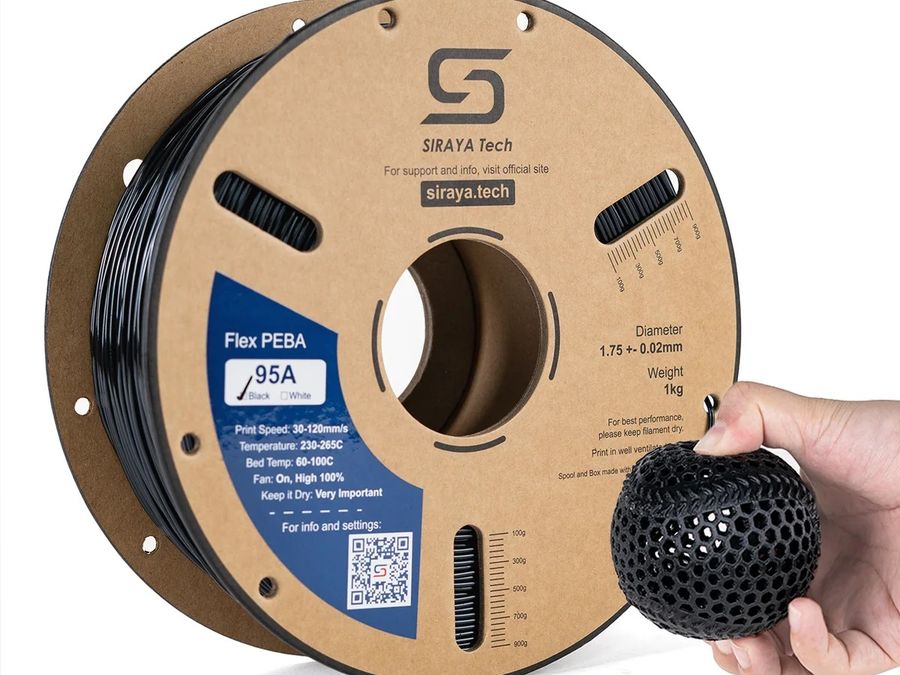 Siraya Tech Black PEBA 95A Filament - 1.75mm (800g)