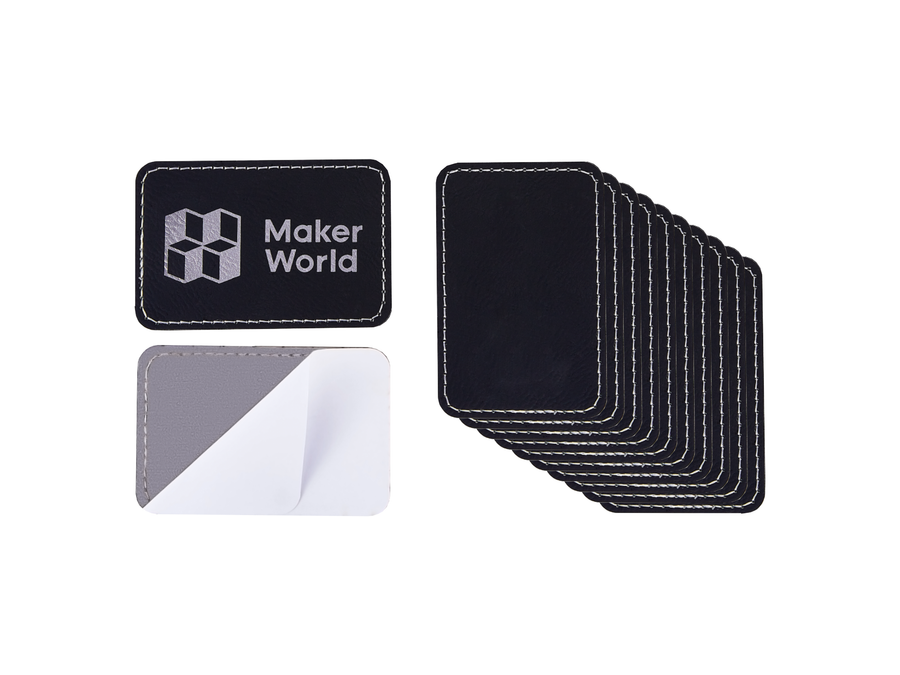 Bambu Rectangular PU Iron-on Patch - Black to Silver (10pcs) | MatterHackers