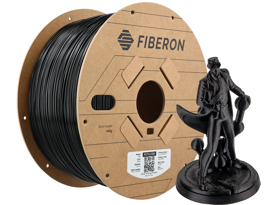 PolyMaker Fiberon PETG-ESD Black Filament - 1.75mm (3kg)