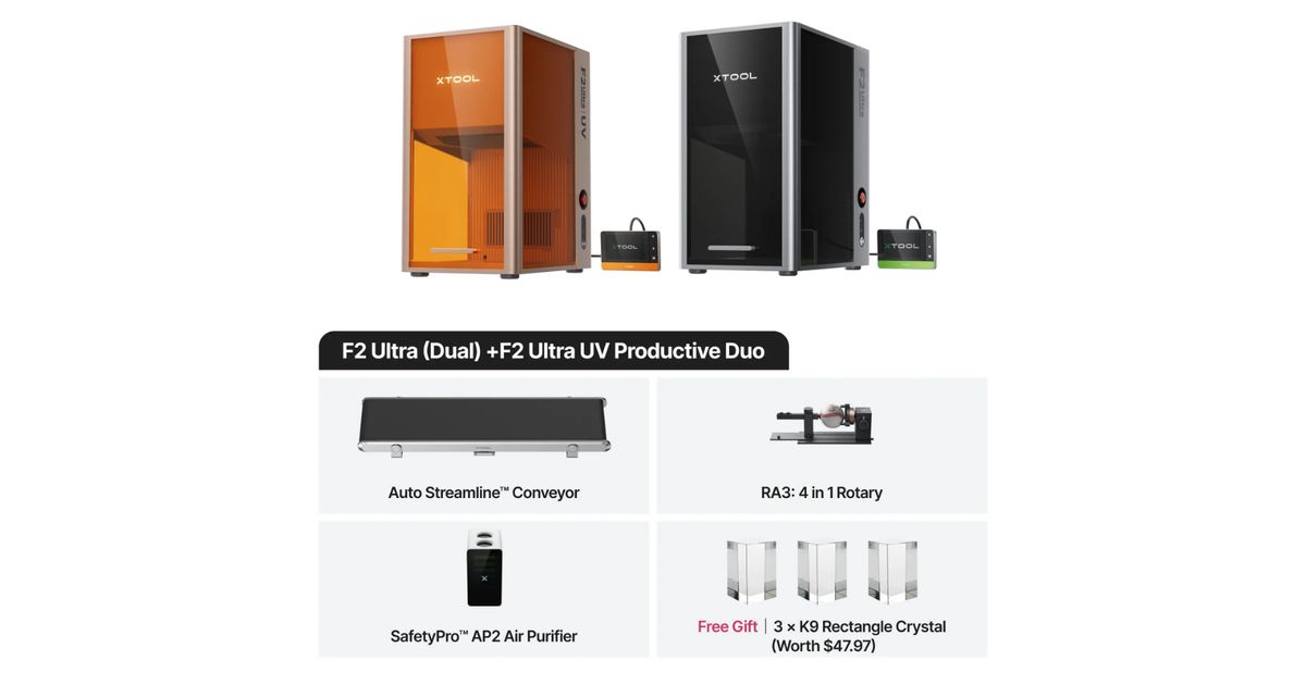 xTool Duo: F2 Ultra Dual + F2 Ultra UV Productivity Bundle