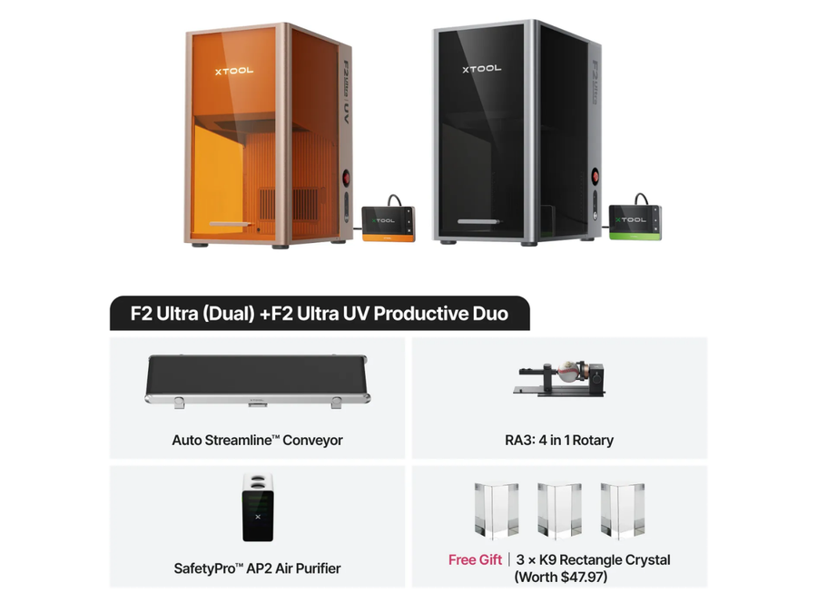 xTool Duo: F2 Ultra Dual + F2 Ultra UV Productivity Bundle