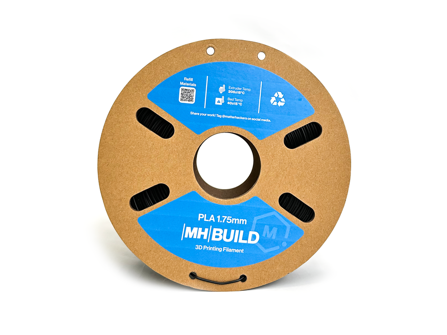 Black MH Build Series PLA Filament - Cardboard Spool - 1.75mm (1kg)